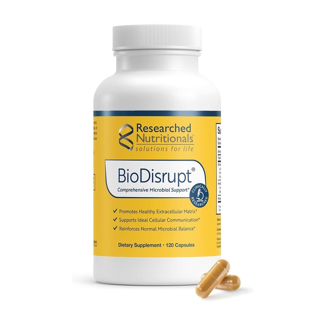 BioDisrupt - Disrupt Biofilm Matrices - Klinisch Geforschte Formel mit EnzymesDisrupt Enzym Blend, Cranberry Extract & N-Acetyl Cystein (120 Kapseln)