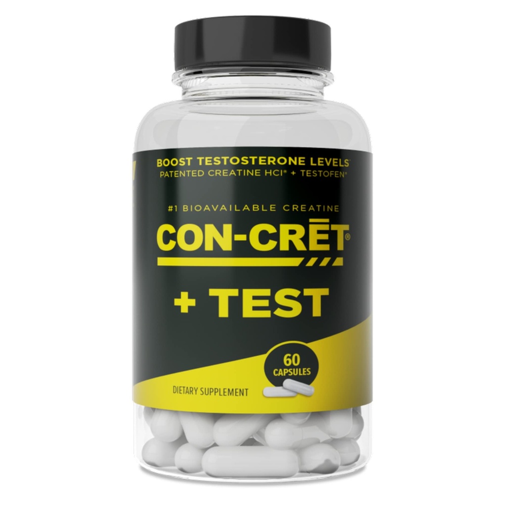 CON-CRET®+ Test, CON-CRET® patentierte Kreatin HCl jetzt mit Testofen®, Boost Testosteron Levels, 60 Kapseln