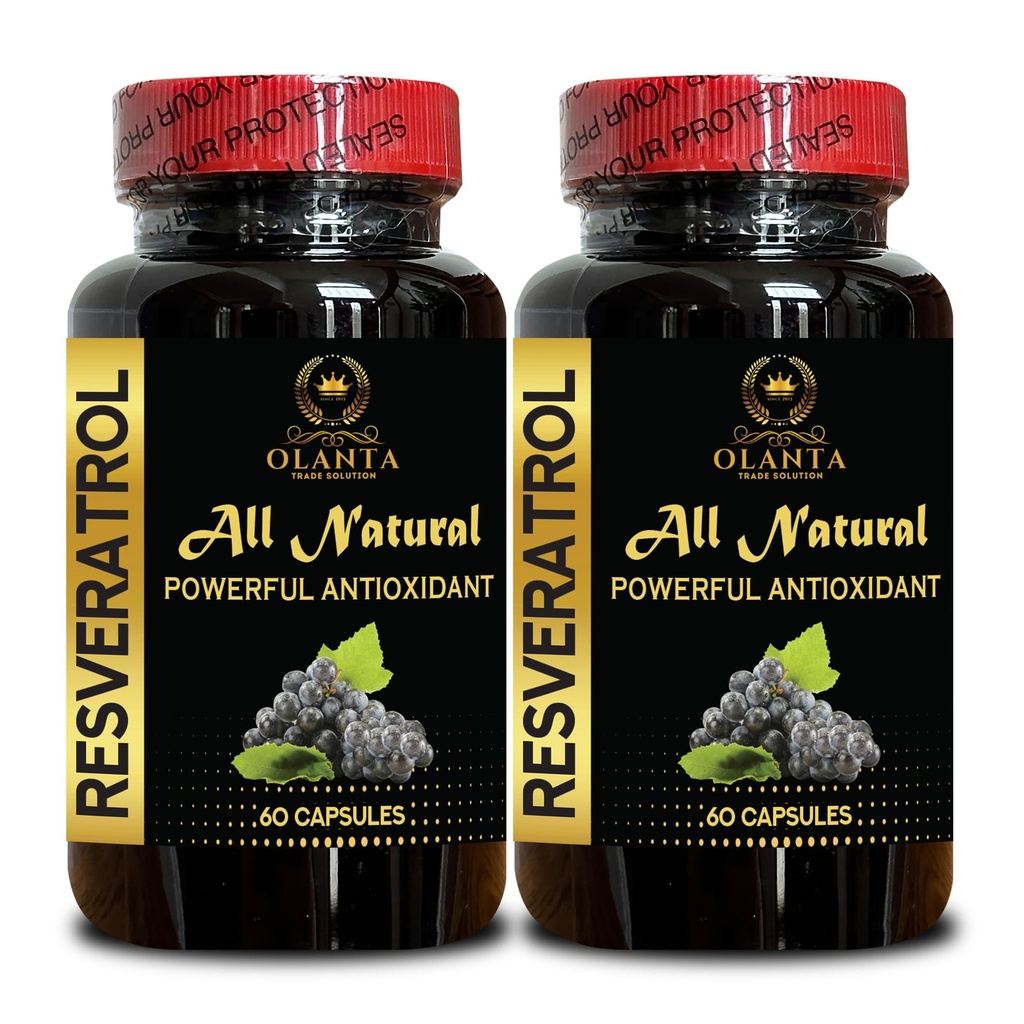 Pure Trans-Resveratrol 500mg | Immune Support Formula | Daily Antioxidant & Vitality Formula | Plant-Based Wellness Support | 2 Bottles 120 Capsules