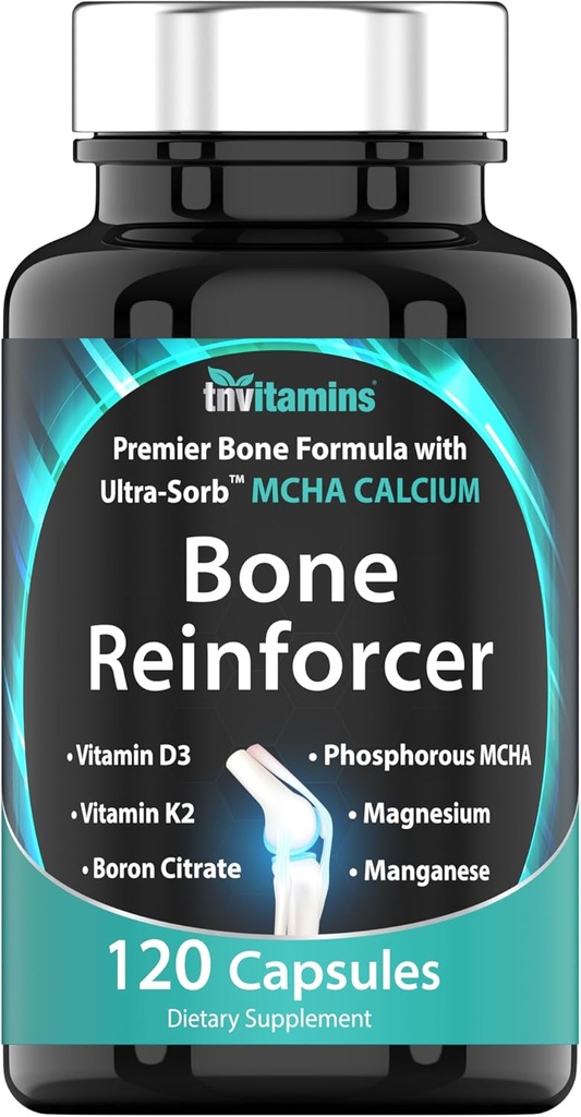 Supplément de calcium avec vitamine D3, Magnésium, vitamine K2, Citrate de Boron, MCHA phosphoreux et manganèse