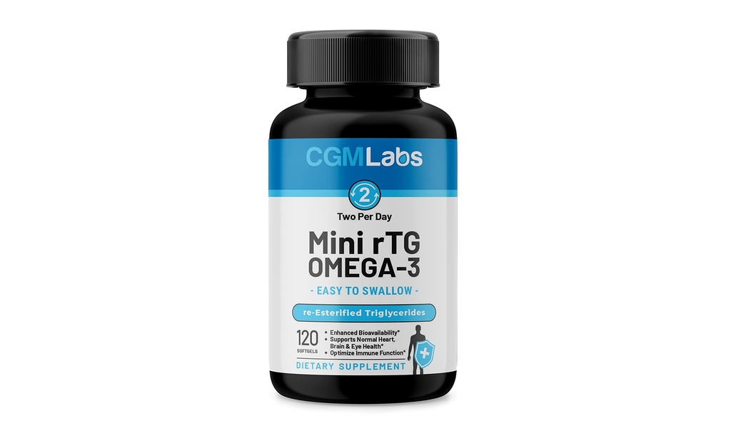 rTG Omega 3 Fischöl Nahrungsergänzung - Hohe Absorption & Fast Acting, Burpless Fish Oil Supplement von Anchovy. Re-esterified Triglycerid w/EPA & DHA (als rTG) 960mg - 120 Softgels von CGM Labs