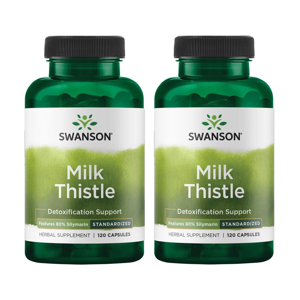 Swanson Thistle de lait (normalisé) - Supplément de soutien du foie à base de plantes avec 80% Silymarin - Formule naturelle aidant à maintenir la santé globale et le bien-être - (120 Capsules) (2 Pack)