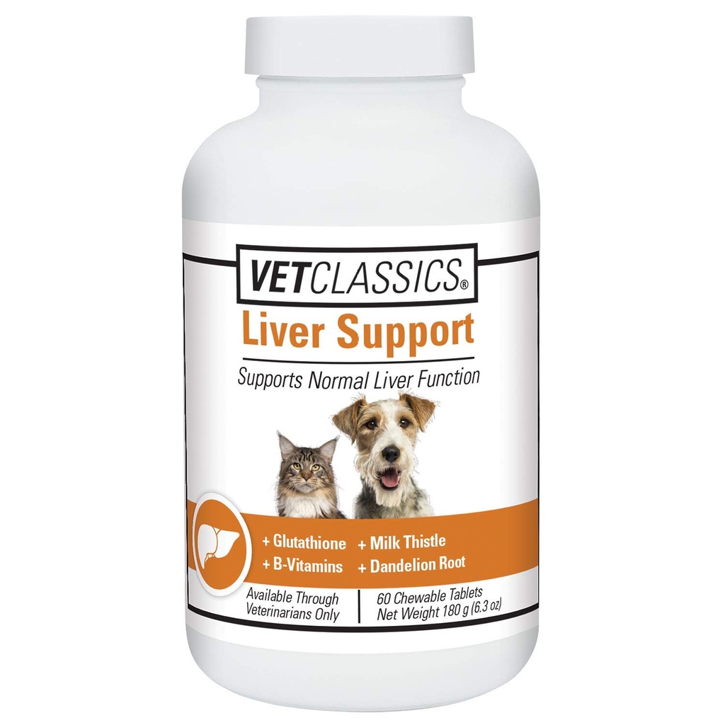 Vet Classics Liver Support Pet Health Supplement für Hunde, Katzen – Liver Functions – B-Vitamine, Glutathione, Milchdistel – Soft Tablets, Chews – 60 Kautabletten