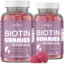 NEW AGE Biotin Gummies – Cheveux, peau et ongles Gummies – 10 000 mcg - Supplément non OGM pour les femmes, les hommes - Fabriqué aux États-Unis -120 Comte