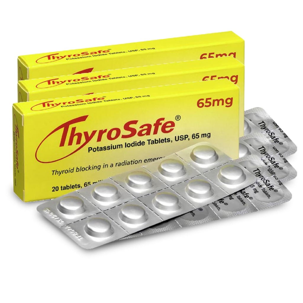 Comprimés d'iodure de potassium de 65 mg (emballage de 60) - Protège votre thyroïde contre l'exposition aux rayonnements nucléaires