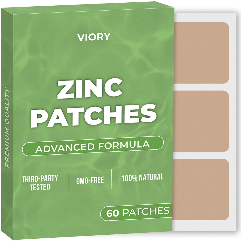 Zink-Patches (Pack mit 60) - 100% Natural Patch für Damen und Herren - mit Biotin - Immun- & Körper-Unterstützung - Enhanced Formula