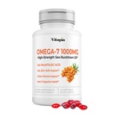 Vitapia Omega 7 Sea Buckthorn Berry Oil 1000mg pour les cheveux, la peau, les ongles, la santé cardiaque Support - 34% Palmitoleic Acid & Natural Omega 3 6 9 Supplément acides gras - 120 Capsules, Non-OGM, Sans gluten