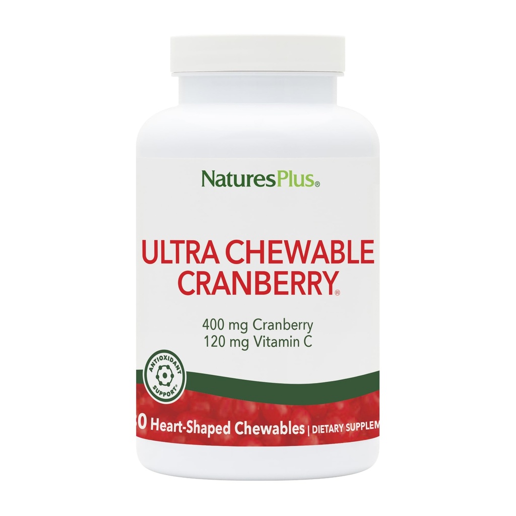 Natures Plus Ultra Chewable Cranberry Love Berries - 400 mg, 180 Vegetarische Tabletten - Natürliche Cranberry-Ergänzung, fördert Urinary Tract Health - Non-GMO, Gluten-Free - 90 Servierungen