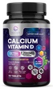 Kalzium 1200 mg mit Vitamin D3, Kalziumergänzung Vitamine, Knochen, Zähne & Immun-Gesundheitsunterstützung, Kalziumergänzungsmittel mit D für Frauen & Männer, Nature's Absorbable Calcium Carbonate - 60 Tabletten