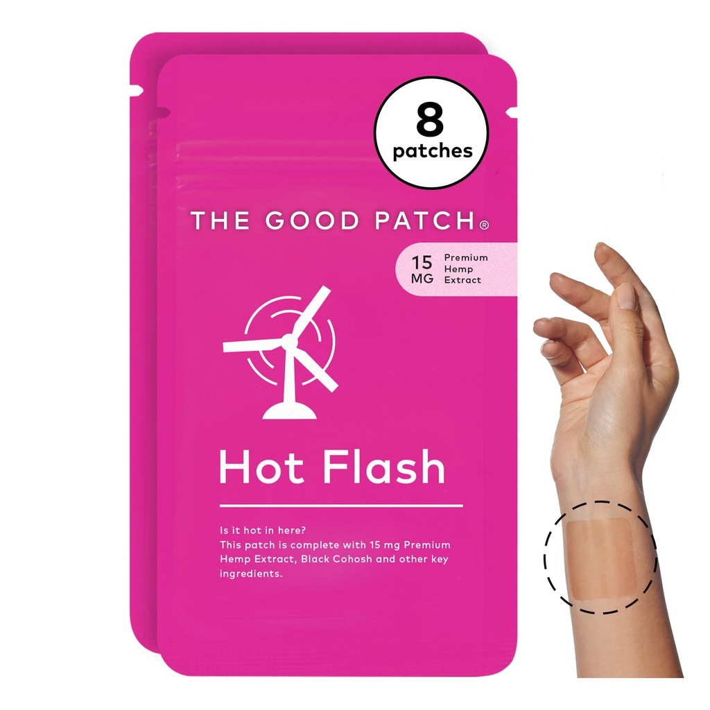The Good Patch Hot Flash Hemp Cooling Patches (8 Total Patches) | Hemp Extract, Black Cohosh and Black Pepper Patches for Cooling Comfort, Midlife Wellness, Daily Wear and Daytime Support