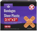 Klebebandage - Box von 100 3/4" Flexible Sheer Plastic Bandages für Schnitte, Scrapes, Burns - Latexfrei, sterile Small Bandages