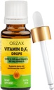 ORZAX Vitamin D3 K2 Tropfen - unterstützt Knochendichte und Calcium Absoprtion - für Knochen, Muskel und Herz - (0.67fl oz - 20 ml)