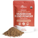 Bio Pilz-Pulver-Mischung - 4-in-1 Reishi, Lion's Mane, Cordyceps und Chaga Pilz-Ergänzungs-Komplex, Pilz-Misch-Pulver für Immun-Boost & Brain-Unterstützung, zu Kaffee, Tee oder Wasser hinzufügen