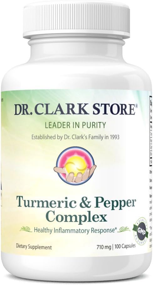 Dr Clark Store Turmeric & Black Pepper Extract – 710mg, 100 Kapseln, Immununterstützung, Antioxidans, Verdauungsgesundheitsergänzung für Erwachsene