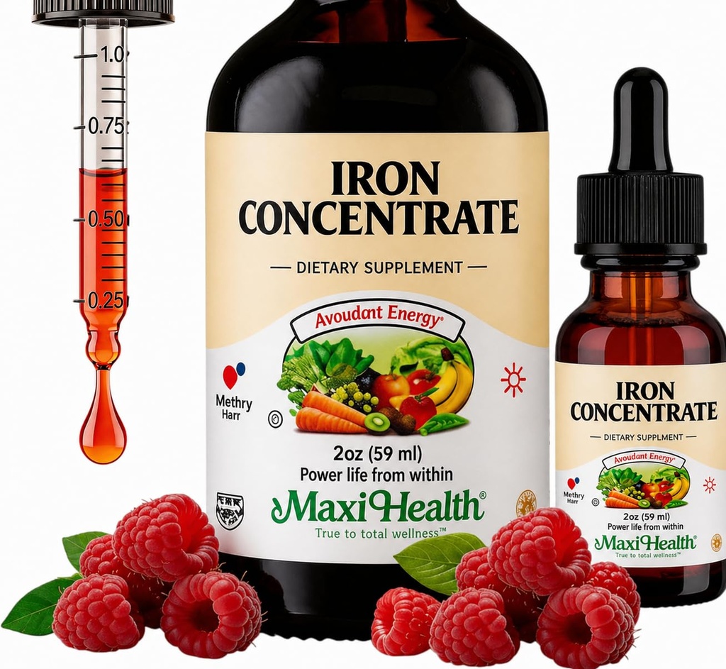 Maxi Health Iron Supplement 15mg pro ML – Erhöhung der Energie- und Blutwerte ohne Übelkeit oder Verstopfung – Flüssige Eisentropfen für Männer, Frauen und Kinder – 2 Unzen (2 Unzen, 2 Packung)