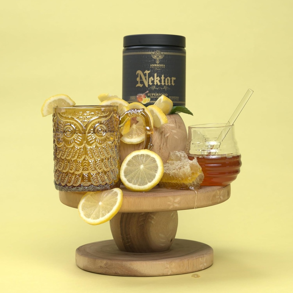 Ambrosia Nektar - Superfood Pulver | Komplette Gesundheitsergänzung | Organunterstützung - Leber, Nierengesundheit | 30 Servierungen (Honey Lemon)