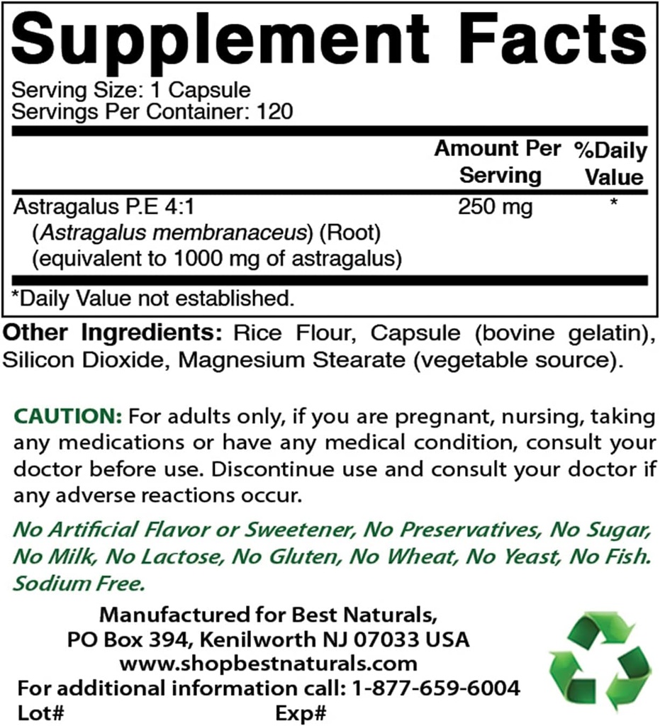 Best Naturals Astragalus 1000 mg & Magnesium Glycinat 425 mg
