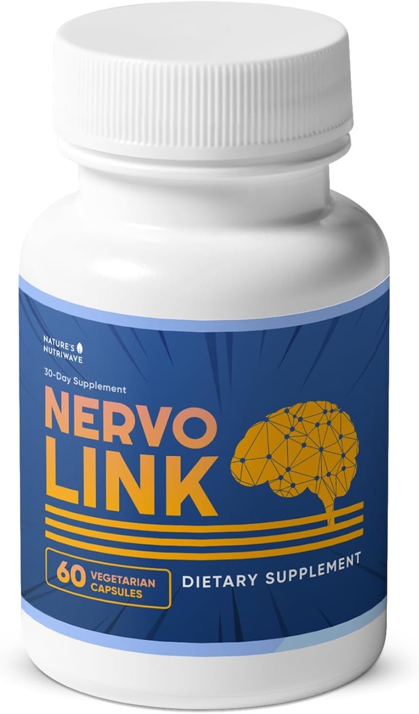 Nervolink - 100% natürliche Ergänzung für Nerve-Support & Energy Boost, mit Reishi, Shiitake und Lion’s Mane Mushrooms, Made in USA, Non - GMO - 60 Kapseln, 1 Monat Versorgung