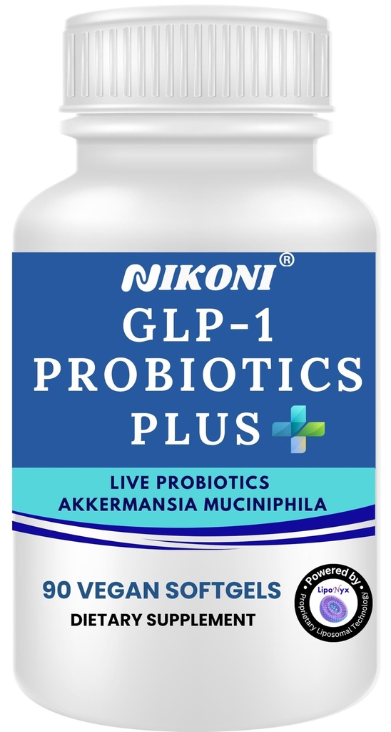 Nikoni GLP-1 Probiotics Plus 450Billion CFU with Prebiotics, Supports Metabolism & GLP-1 Pathways, 90 Vegan Softgel, 1 Softgels Daily.