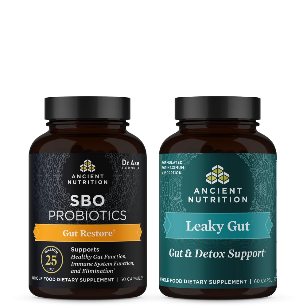 Antike Ernährung SBO Gut Restore Probiotics Kapseln, 60 Zähler + Leck Gut Kapseln, 60 Zähler