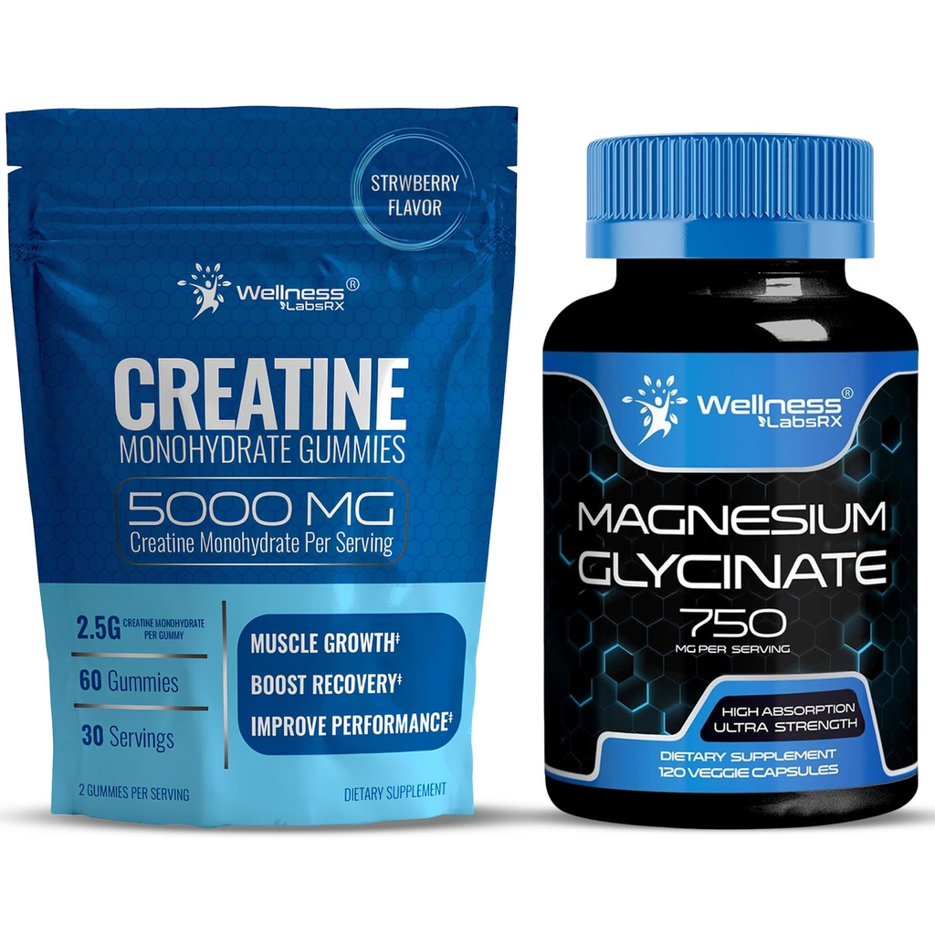 Gommies de créatine avec capsules de glycinate de magnésium