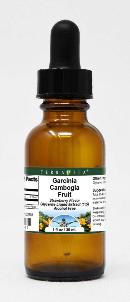 Terravita Garcinia Cambogia Fruit Glycerite Liquid Extract (1:5) - Strawberry Flavored (1 oz, ZIN: 522508) - 3 Pack