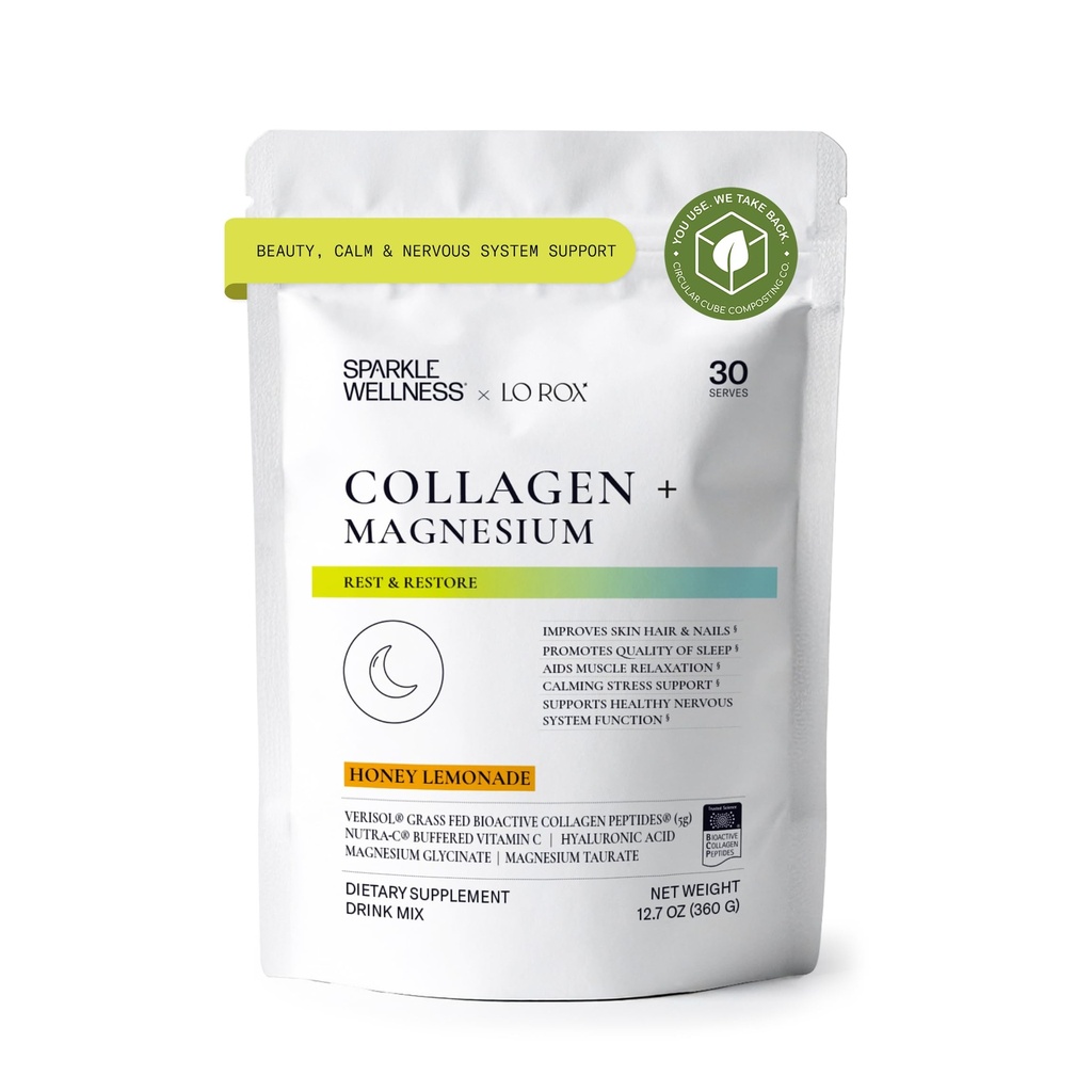Collagen Magnesium Rest + Restore (Honey Lemonade) [30 Serves] | VERISOL Bioactive Collagen Peptides, Magnesium Glycinate & Taurate Salts | Lauren Roxburgh Rest + Wiederherstellen | Calming Beauty Routine