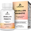 300 Billion CFU Probiotics - Probiotika für Frauen und Männer, 12 Probiotische Strains Plus Präbiotikum, für Immune & Digestive, Gut Health, Gas Bloating, Regal Stabil - 60 Caps