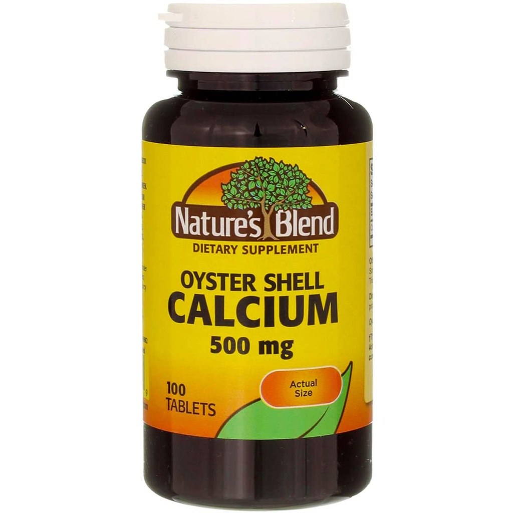 Mélange naturel Oyster Shell Calcium 500 mg Comprimés - 100 ct, boîte de 2