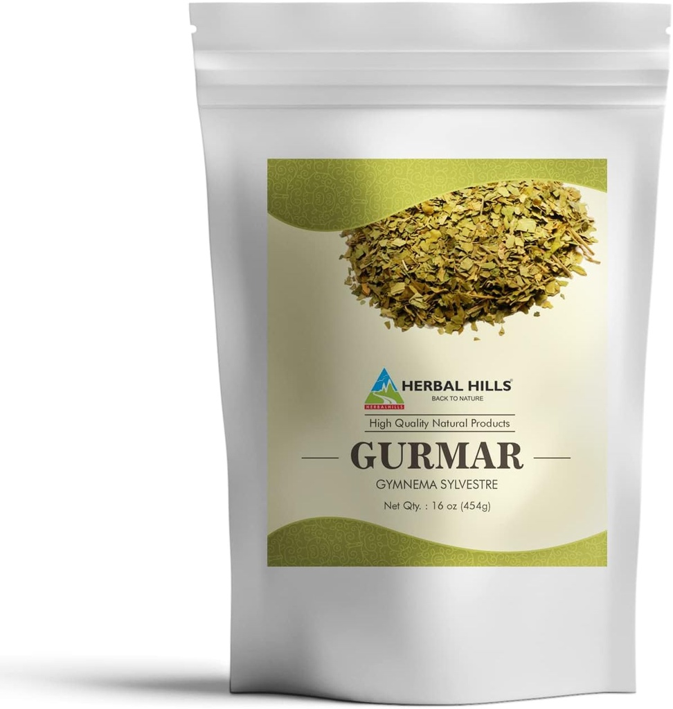 HERBAL HILLS Gurmar Powder (Gymnema sylvestre/Natural Gudmar Leaf/Leaves Powder) | 16 Oz (454 GMS) | Hilfe zur Aufrechterhaltung normaler Glucose Levels