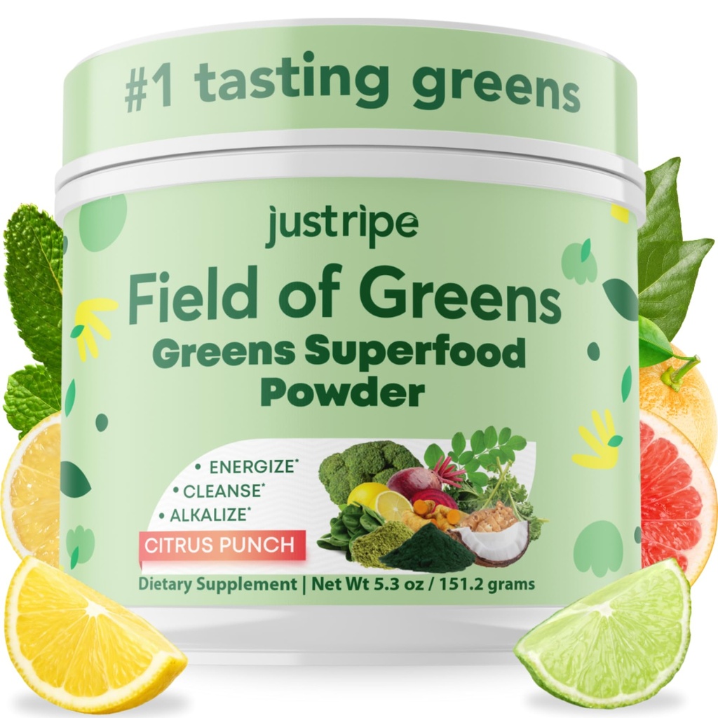 Champ de poudre de superaliments de Greens avec Spiruline biologique, Chlorella, poudre de racine de betterave - Bacillus Coagulans Probiotic, Un mélange à base de plantes pour soutenir la santé des gourdins, l'immunité, Bloom into Health, 28 Scoops (1)