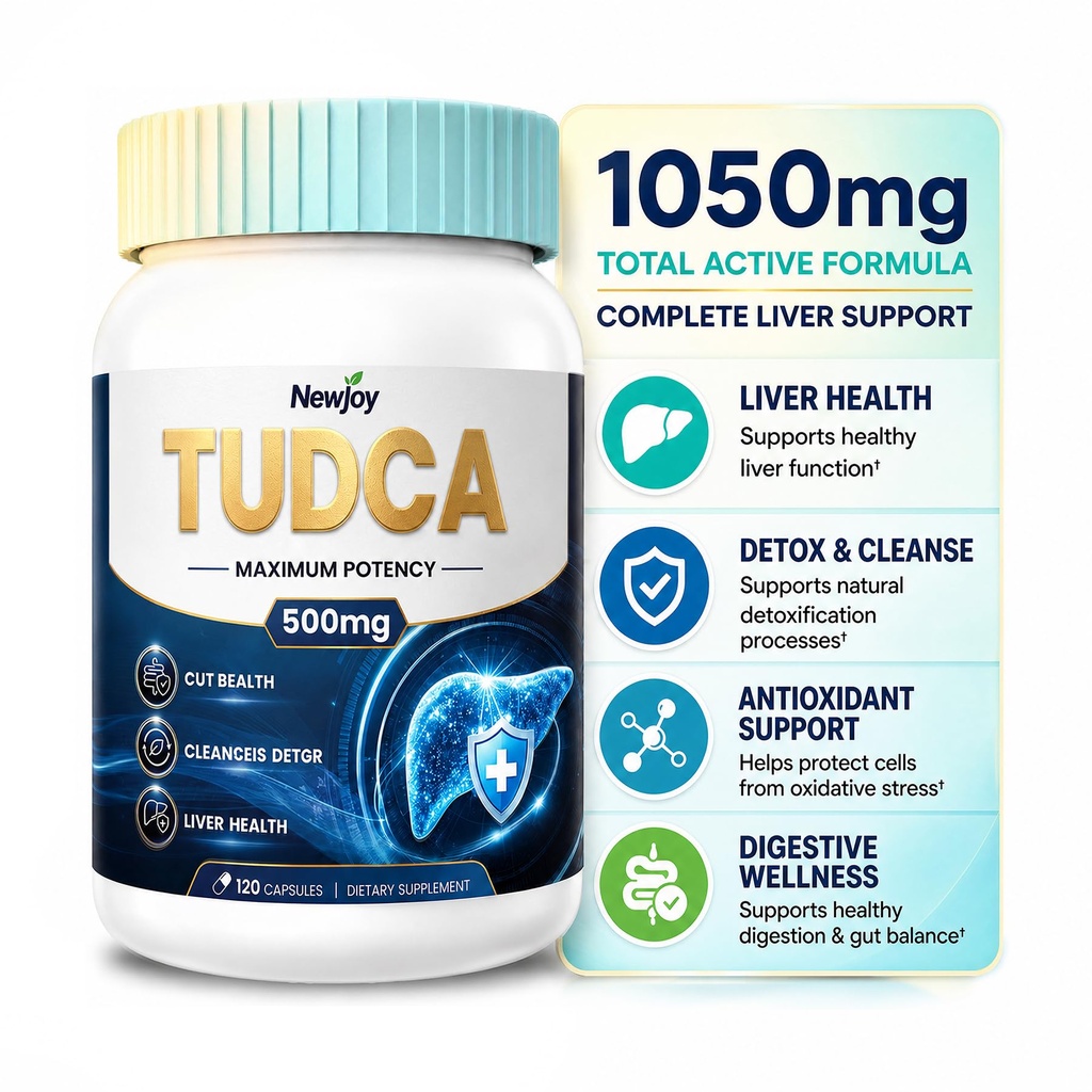 NewJoy Liver Cleanse & Detox Repair Supplement, 500mg TUDCA with Milk Thistle, Beet Root, Dandelion & Curcumin, Supports Gallbladder Bile Production & Cellular Health, 120 Veg Capsules, Non-GMO
