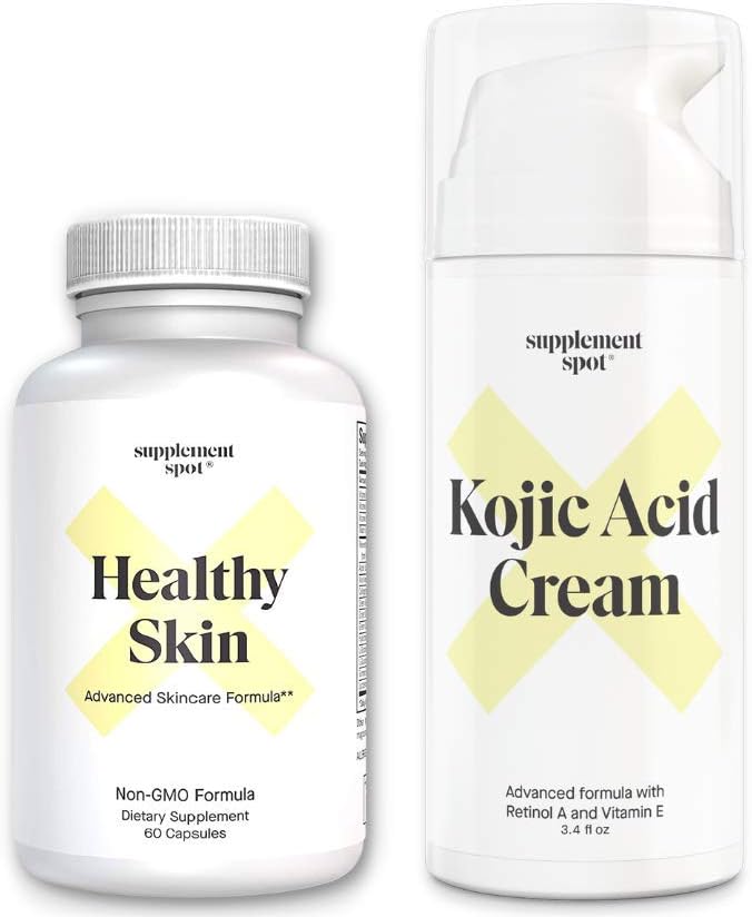Bundle: Gesunde Haut Anti-Aging-Ergänzung und Kojic Säure Gesichtscreme