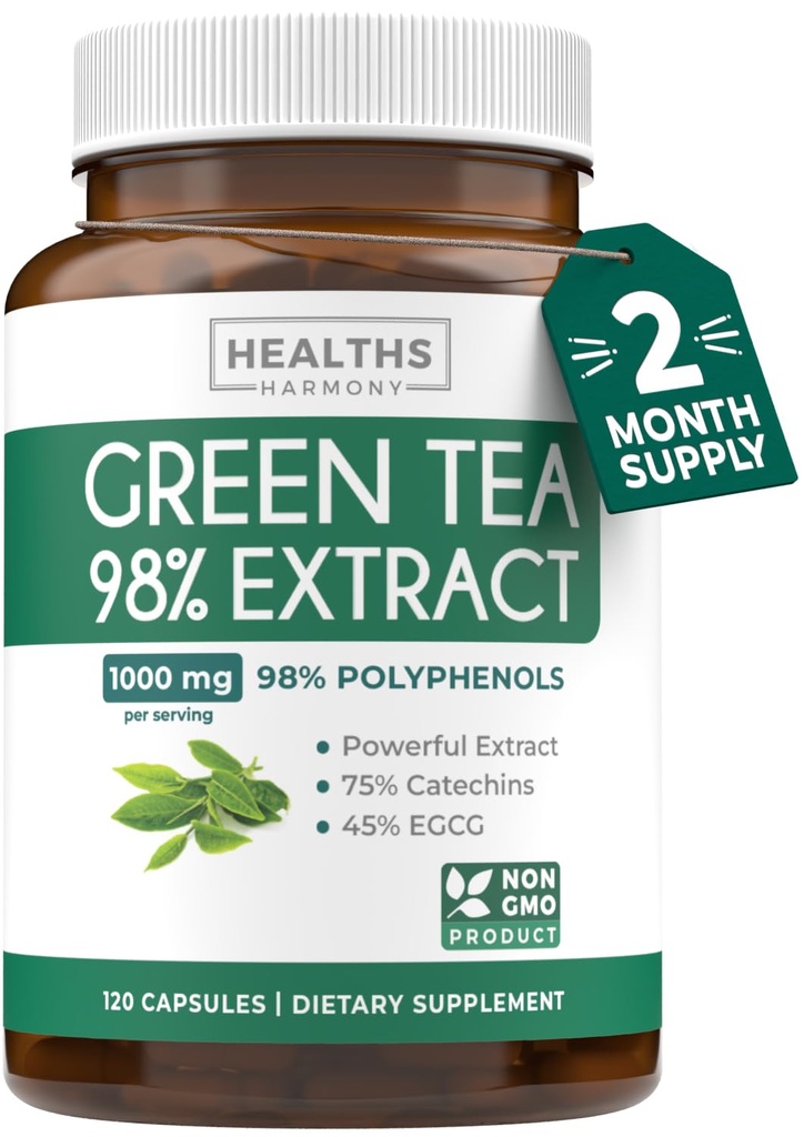 EGCG Green Tea Extract Kapseln - Super High Potency Green Tea Pills Antioxidant Rich Formel verpackt mit Polyphenolen Catechins & EGCG - 500mg Pro Capsule - Non-GMO & Made in the USA (2 Monate Versorgung)