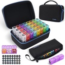Mensuel Pill Organizer 3X par jour avec Portable 7-Day Travel Medicine Organization Bag, Grande boîte à pilules avec 32 compartiments quotidiens, 30 Day Pill Case Medicine Organizer for Vitamine, supplement and Medicament