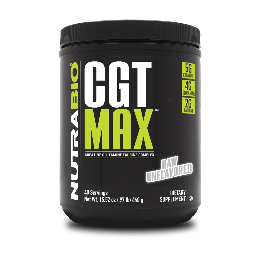 NutraBio CGT-MAX Pulver-Kreatin, Glutamin und Taurine, um Muskelrückgewinnung und -stärke zu unterstützen - 40 Servierungen - Unflavored