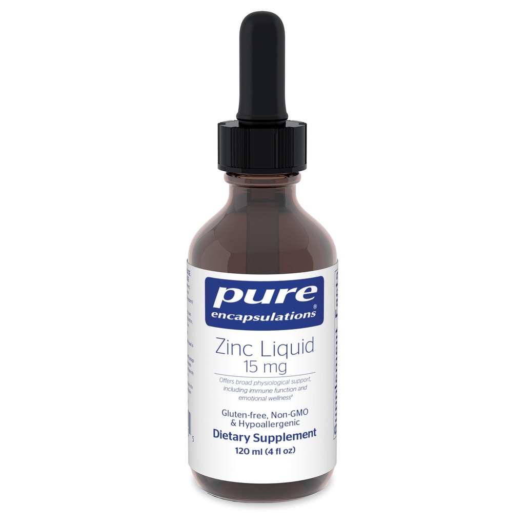 Reine Encapsulationen Zinkflüssigkeit 15 mg | Zink Gluconate Hypoallergene Ergänzung für Immununterstützung | 4 fl. oz.