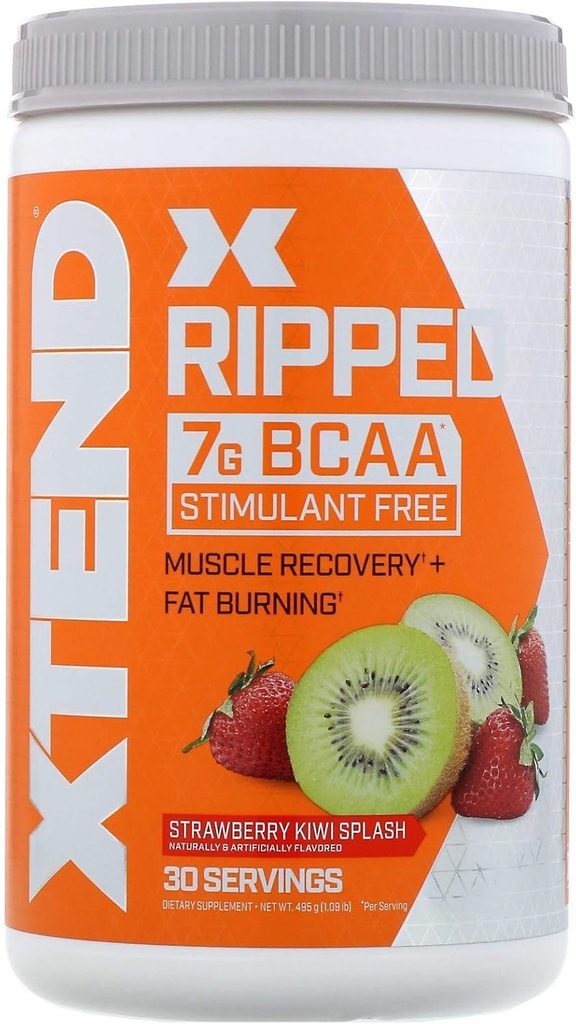 Xtend Ripped BCAA Pulver Erdbeere Kiwi | Schneiden Formel + Zucker Kostenlose Post Workout Muskel Erholung Getränk mit Aminosäuren | 7g BCAAs für Männer & Frauen | 30 Servierungen