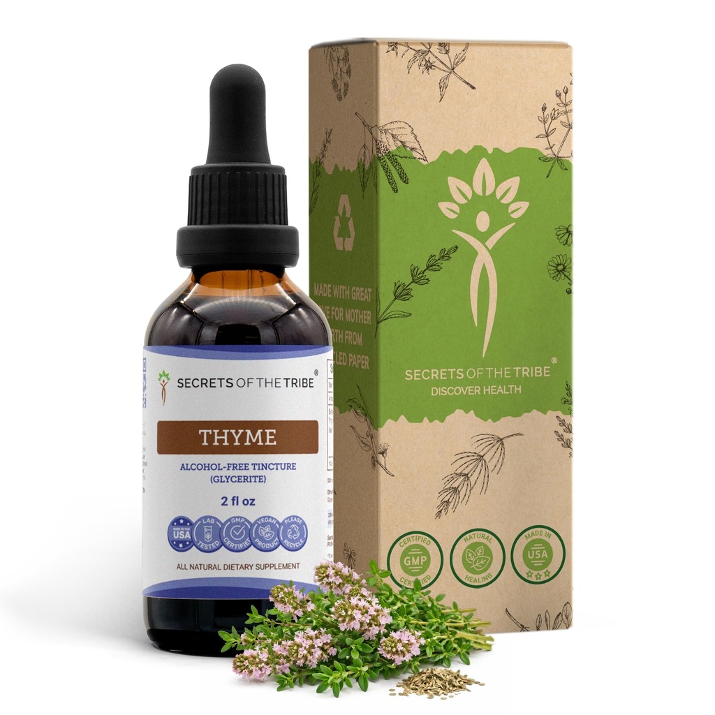Secrets of the Tribe Thyme Alcohol-Free Liquid Extract, Thyme (Thymus Vulgaris) Getrocknete Blattzusatz (2 FL OZ)