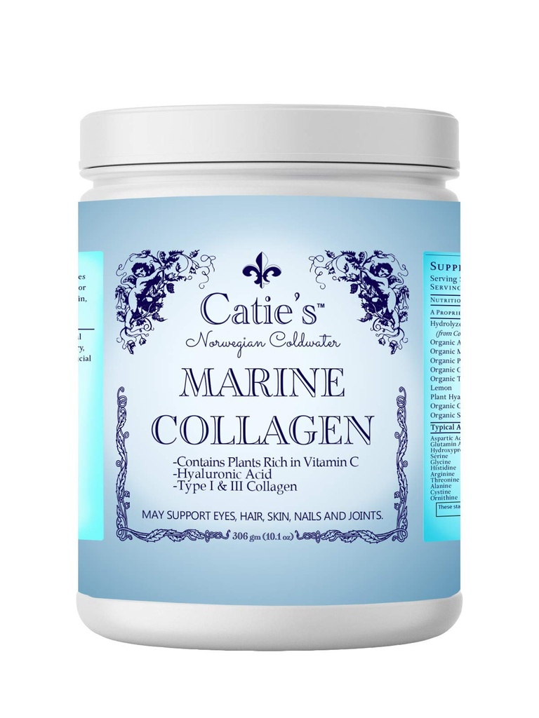 Collagène marin de Catie- Collagène sauvage haut de gamme (types 1 et 3) de morue nordique d'eau froide avec vitamine C à base de plantes, acide hyaluronique + herbes! 30 jours.