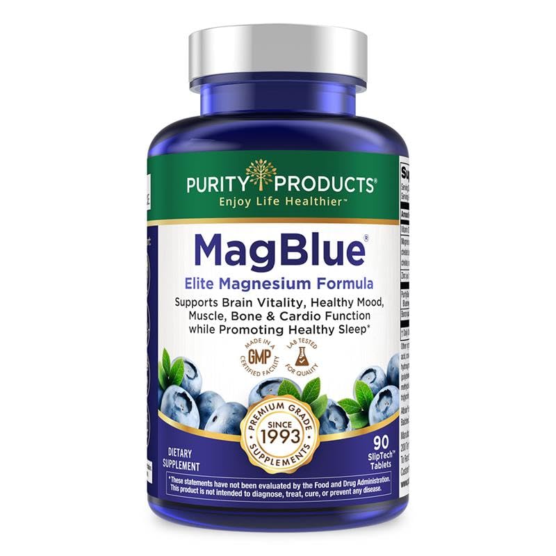 Produits de pureté MagBlue - Bisglycinate de magnésium tamponné et plus - 90 comprimés