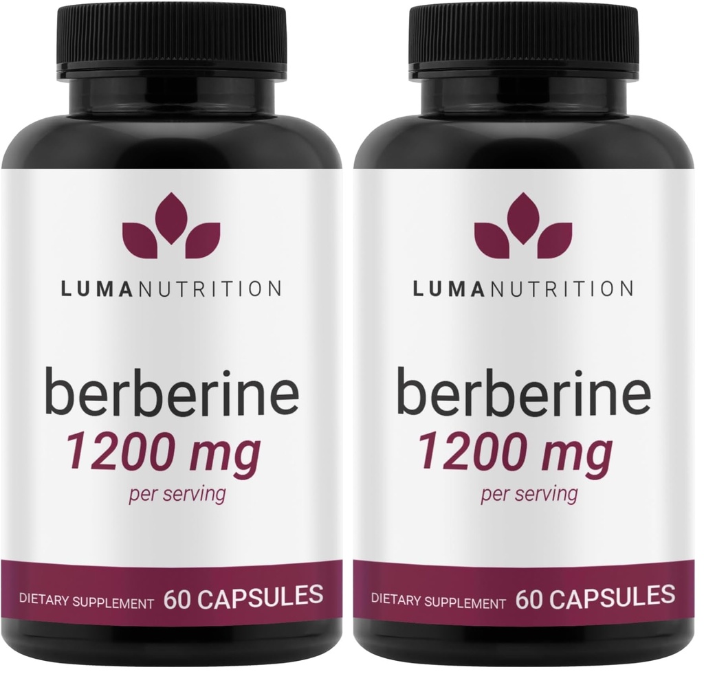 Luma Nutrition Pure Berberine Supplement - Berberina 1200mg - 60 Capsules (Pack of 2)