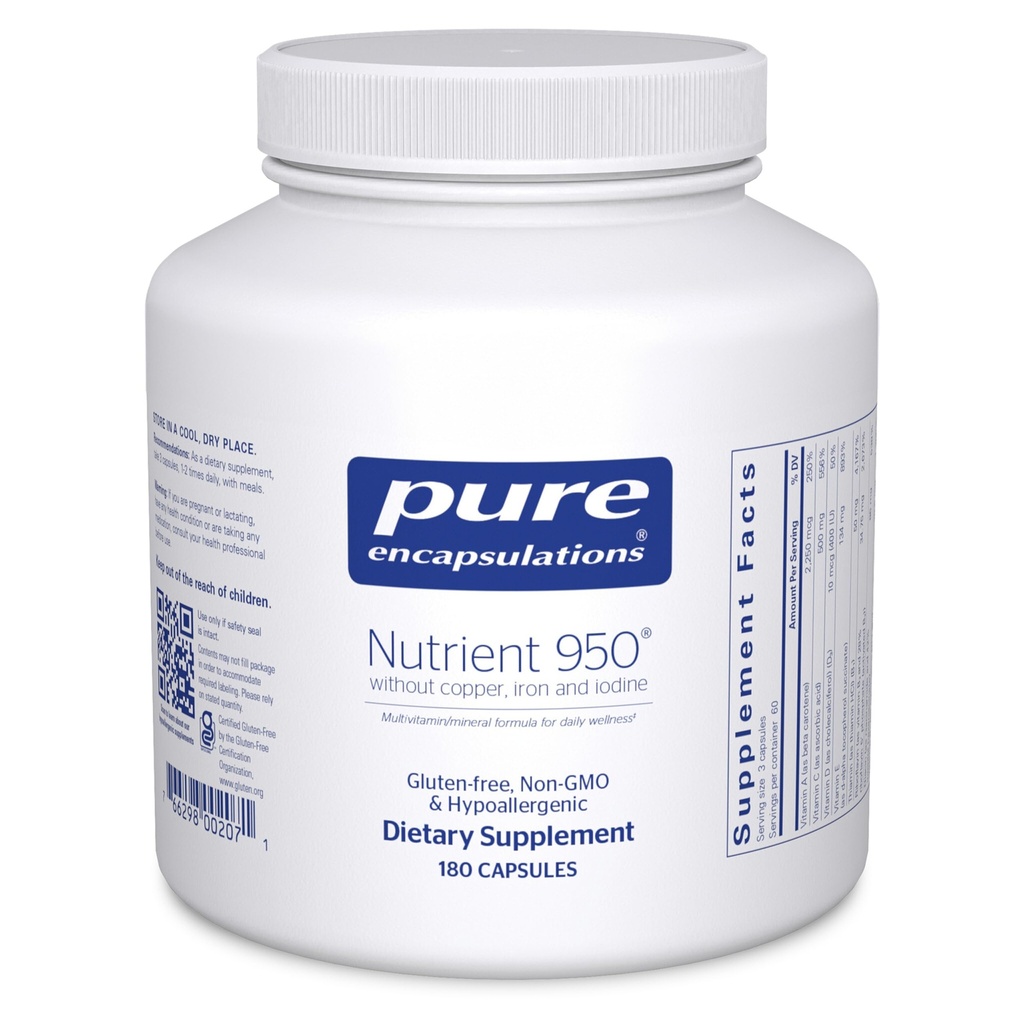 Pure Encapsulations Nährstoff 950 Ohne Kupfer, Eisen, & Jod | Antioxidante Multivitamin und Mineralergänzung zur Unterstützung optimaler Gesundheit und physiologischer Funktionen* | 180 Kapseln