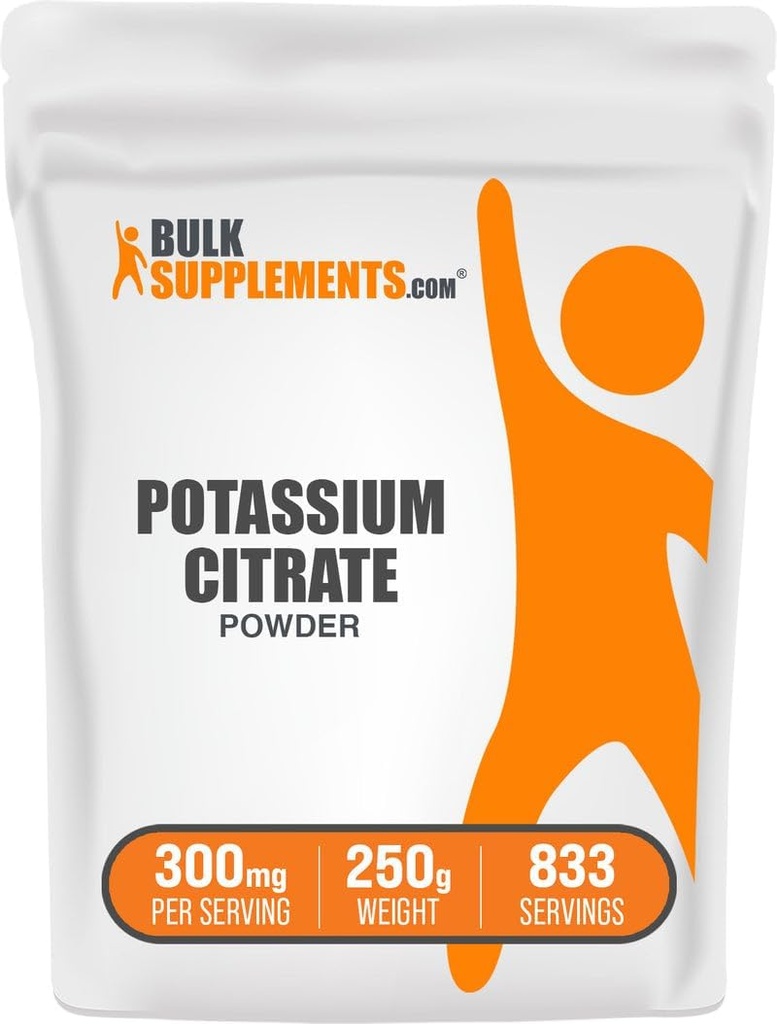 BulkSupplements.com Kalium Citrat Pulver - für Hydration Support, Mineralische Beilage, Kalium 99mg - Glutenfrei, 300mg pro Servierung, 250g (8.8 oz) (Pack von 1)