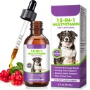 Dog Multivitamin Drops, 15 in 1 Multivitamin Liquid for Dog with Vitamin C-20 Mg, Vitamin D-100 Iu & B1-3,Dog Health Supplements for Skin Care, Joints & Hips,Gut