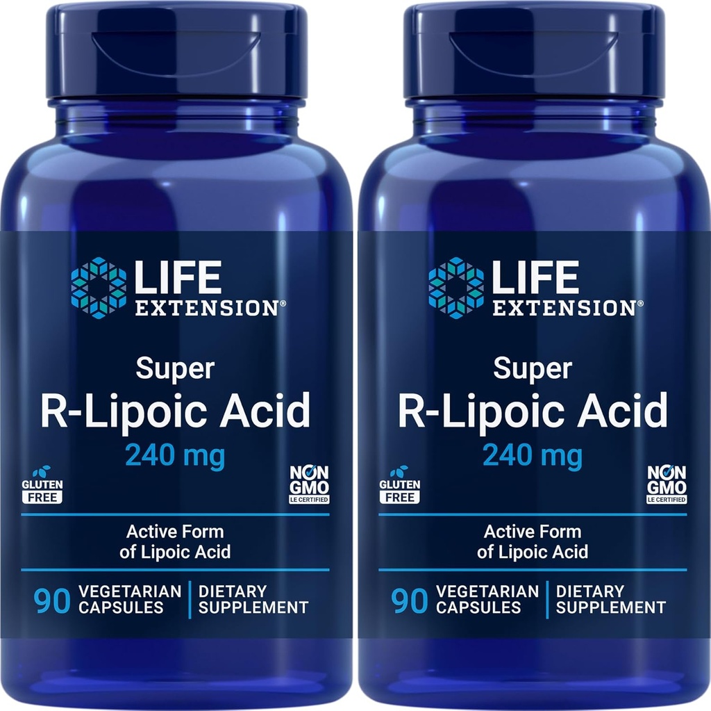 Extension de vie Super acide R-lipoïque 240mg, 90 Capsules de Veg (paquet de 2)