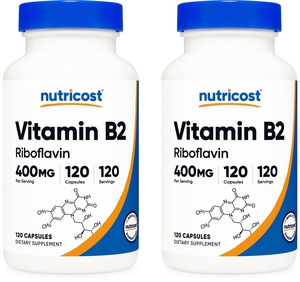 Nutricost Vitamin B2 (Riboflavin) 400mg, 120 Kapseln (2 Flaschen)