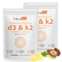 2 Tasche Vitamin D3 K2 Supplement Softgel, Vitamin D3 K2 Softgel mit 10000 IU Unterstützt Immun, Herz, Zähne & Knochen Gesundheit, frei von GVO, Gluten, Soy