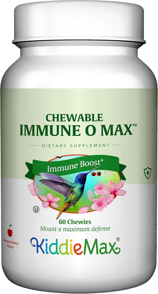 Maxi Health Chewable Immununterstützung Booster Blend, Vitamin C, Elderberry, Zink, Epicor, Glutathione - Immuno-O-Max - Kaubare Vitamine für Kinder und Erwachsene - 60 Kirschen Flavored Chewable Tablets