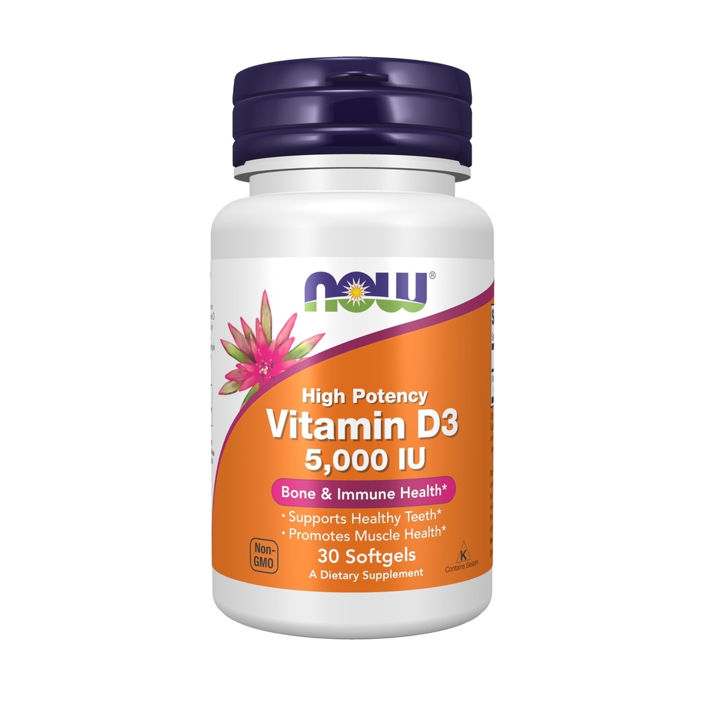 Suppléments, vitamine D3 5 000 UI, haute puissance, soutien structurel*, 30 softgels